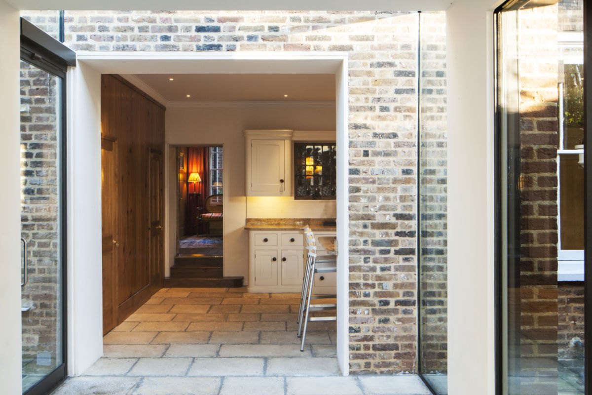 Hidden Courtyard, view into the house from extension