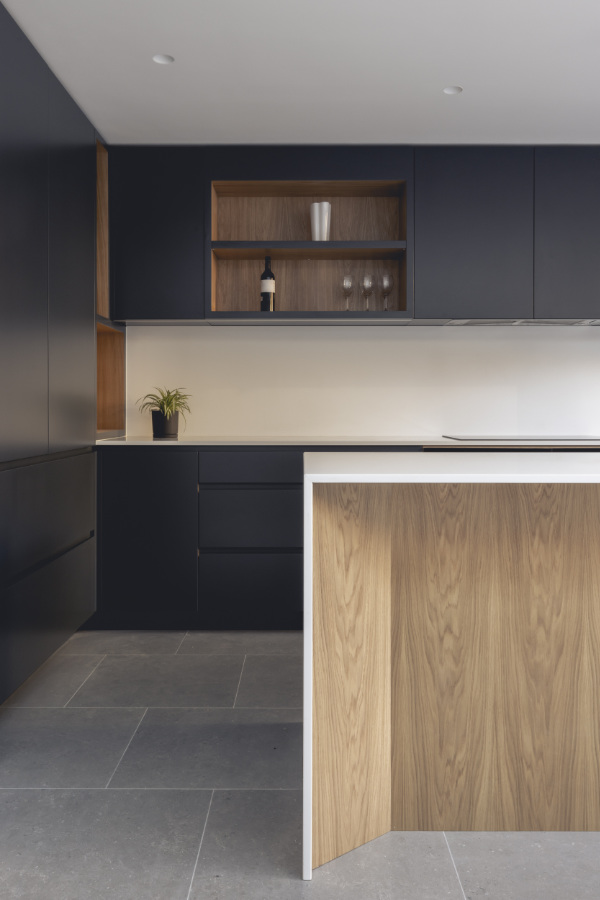 Threshold House, kitchen island and shelving