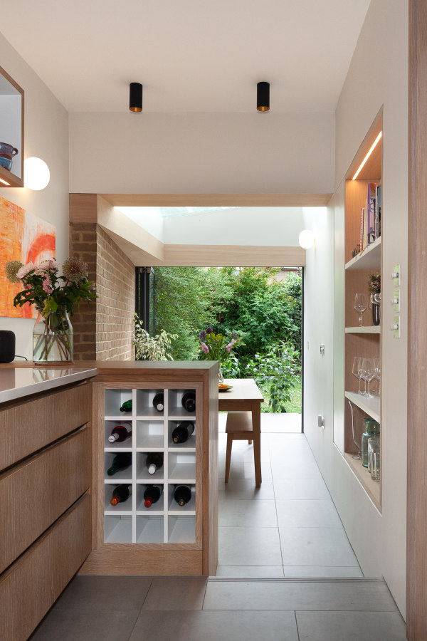 Kitchen peninsula and view to back garden, Twist Terrace