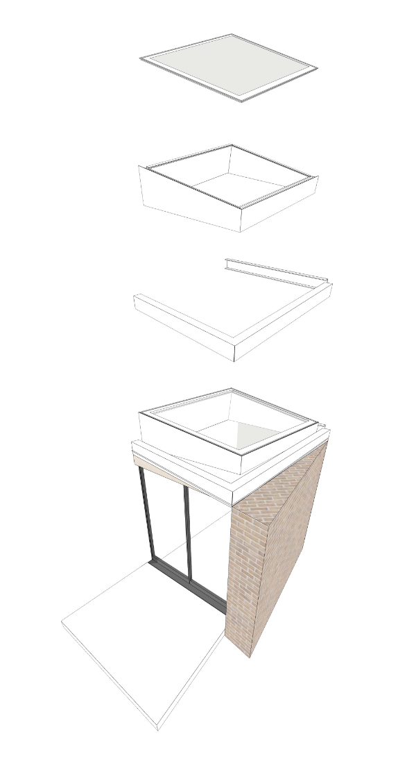 Twist Terrace, roof light exploded drawing